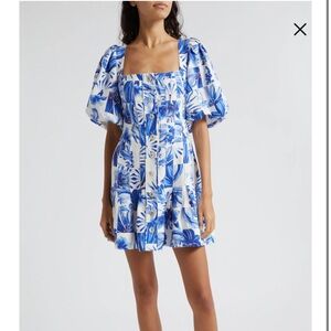 FARM Rio Blue and White Floral Mini Dress